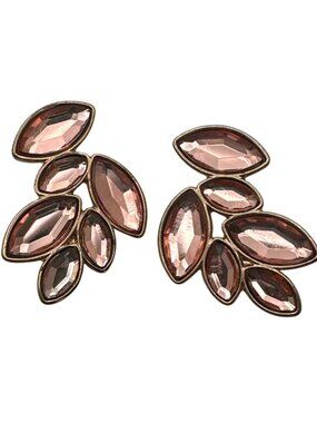 90s Pink Leaf Cluster Earrings Faceted Cottage Soft Girl